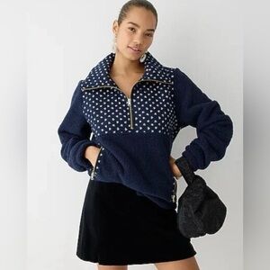 J. Crew Navy quilted fleece quarter zip pullover